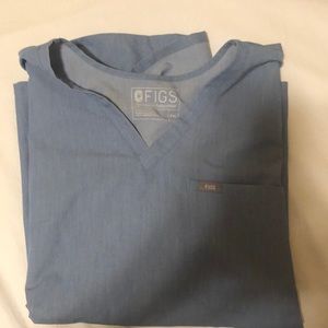 Figs Scrub Top Denim Blue